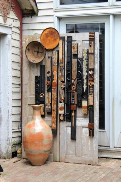 Large Big Wall Abstract Wood Metal Mid Century Modern Totems Textural Tribal Assemblages Rustic Natural Art Collage Reliefs Found Objects - image 1