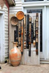 Large Big Wall Abstract Wood Metal Mid Century Modern Totems Textural Tribal Assemblages Rustic Natural Art Collage Reliefs Found Objects - thumbnail 1