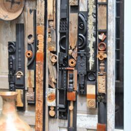 Large Big Wall Abstract Wood Metal Mid Century Modern Totems Textural Tribal Assemblages Rustic Natural Art Collage Reliefs Found Objects - thumbnail 3