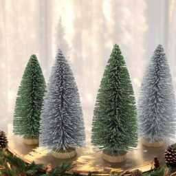 Sparkly Mint Green Sisal Christmas Tree Miniature Holiday Decor - thumbnail 4