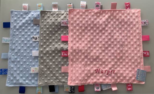 Personalised Baby Taggy Blanket - Embroidered Name & Cars 35cm X Comforter Blanket - image 1