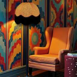 Traditional Ochre Gold Animal Print Dome Lampshade With Black Fringe, Made in The UK - Animal Fabric Lamp Shades - thumbnail 2