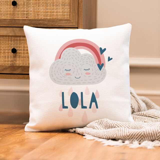Personalised Cloud Cushion - Baby Nursery Rainbow Pillow Gift UK