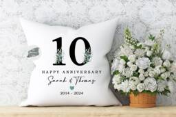 Personalised Eucalyptus Anniversary Cushion, Wedding Keepsake Gift - thumbnail 1