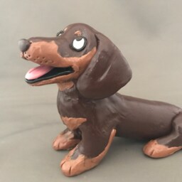Chocolate & Tan Dachshund Dog Figurine - thumbnail 2