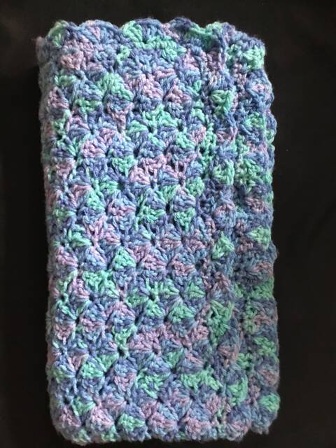 Hand-Made Multicolored Blue Textured Afghan Blanket Throw - image 1