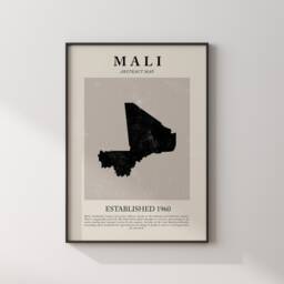 Mali Map Vintage Abstract Wall Art Print Picasso + Matisse Inspired Travel Poster - thumbnail 3