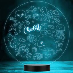 Kids Cute Sealife Animals Round Personalised Gift Colour Change Led Night Light - thumbnail 1