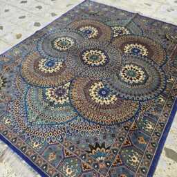 Handmade Persian Mahi Wool Rug 5x7 Ft Navy, Cream & Teal Floral - thumbnail 2