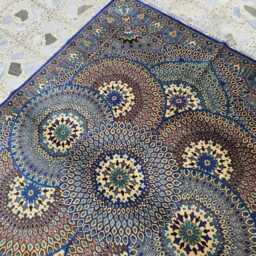 Handmade Persian Mahi Wool Rug 5x7 Ft Navy, Cream & Teal Floral - thumbnail 4