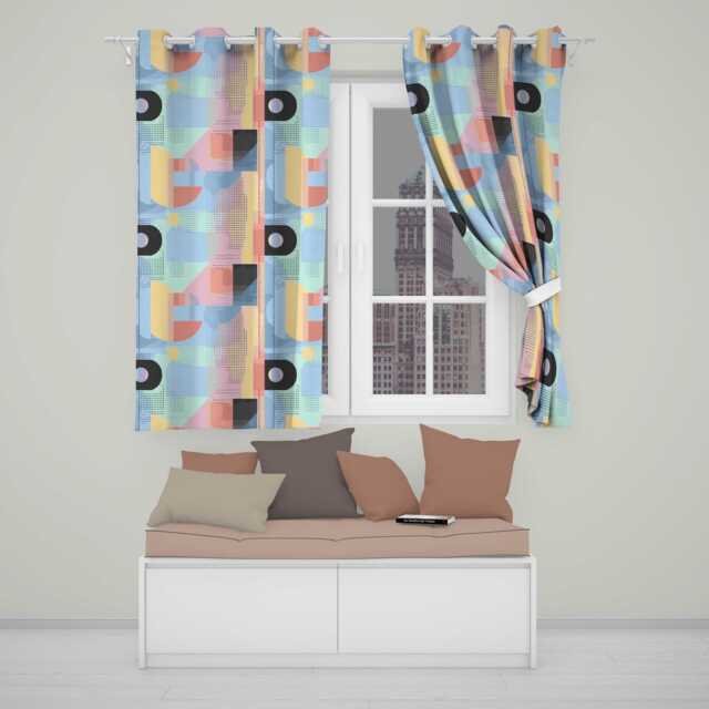 Abstract Soft Halftone Gradient Shapes Modern Pastel Seamless Pattern Readymade Eyelet Ring Top Thermal 100% Blackout Curtains - image 1