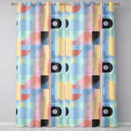 Abstract Soft Halftone Gradient Shapes Modern Pastel Seamless Pattern Readymade Eyelet Ring Top Thermal 100% Blackout Curtains - thumbnail 2