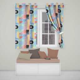 Abstract Soft Halftone Gradient Shapes Modern Pastel Seamless Pattern Readymade Eyelet Ring Top Thermal 100% Blackout Curtains