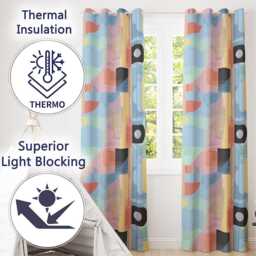 Abstract Soft Halftone Gradient Shapes Modern Pastel Seamless Pattern Readymade Eyelet Ring Top Thermal 100% Blackout Curtains - thumbnail 3