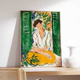 Woman in Green Interior Poster, Modern Impressionist Wall Art Print, Elegant Figurative Decor, Fine For Living Room, Abstract Painting - thumbnail 2