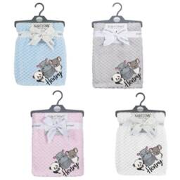 Personalised Embroidered Baby Waffle Safari Panda Hippo Koala Blankets 90cm 6 Colors Super Soft - thumbnail 1