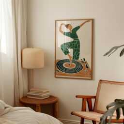 Green Dance Illustration Poster - Modern Figurative Movement Art Minimal Graphic Print - thumbnail 2