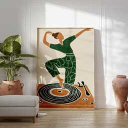 Green Dance Illustration Poster - Modern Figurative Movement Art Minimal Graphic Print - thumbnail 3