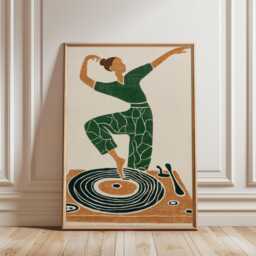 Green Dance Illustration Poster - Modern Figurative Movement Art Minimal Graphic Print - thumbnail 1