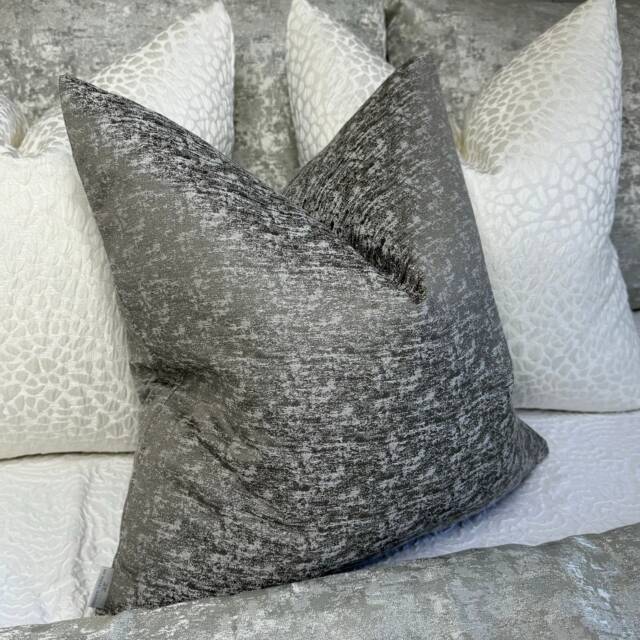 steel Grey Textured Cushion Cover, Perfect Pillow Cover For Charcoal Sofa Or Bed, Decorative Throw Pillow, Designer John Lewis - image 1