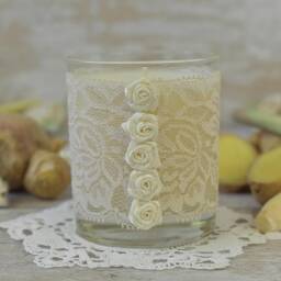 Handmade Soy Wax Candle Boho Cream Lace 13Th Wedding Anniversary Gift - thumbnail 3