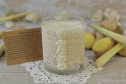 Handmade Soy Wax Candle Boho Cream Lace 13Th Wedding Anniversary Gift