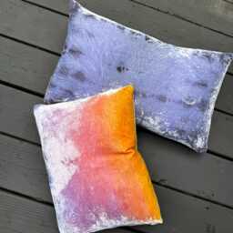 Lavender Purple Velvet Lumbar Pillow Cover, Tie Dye Decorative Pillow, Handmade - thumbnail 3