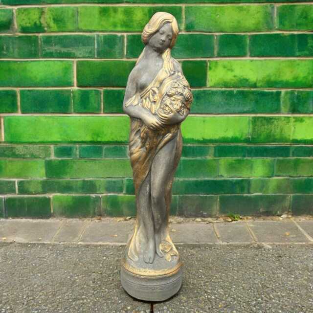 Concrete Lady Statue With Flowers Stone Classical Woman Sculpture Cement Garden Figure Outdoor Yard Decor Elegant Home Ornament Gift For Her - image 1