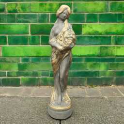 Concrete Lady Statue With Flowers Stone Classical Woman Sculpture Cement Garden Figure Outdoor Yard Decor Elegant Home Ornament Gift For Her - thumbnail 1