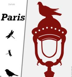Paris Street Lamp Wall Decal 19Th Century Haussmann Style - thumbnail 1
