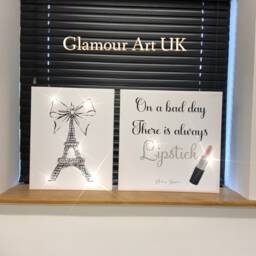Paris Eiffel Tower Sparkle Wall Art, Rhinestone Glam Canvases, Set Of Three - thumbnail 2