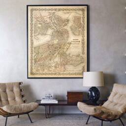 Map Of Boston 1886 Vintage Poster Old Style Maps Wall Decor New Home Housewarming Gift Map Art - thumbnail 2