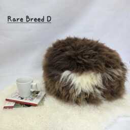 Rare Breed Sheepskin Round Pouffe - Long Wool Foot Stool, Eco-Friendly Home Decor - thumbnail 2