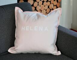 Pillow. Cushion Cover. Personalized. Pink. 50x50. Cotton. Christmas Gift. Individually - thumbnail 1