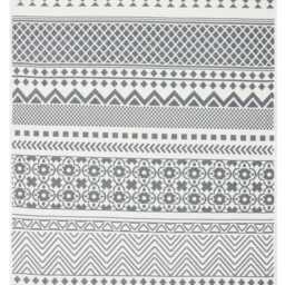 Gray & White Boho Rug Recycled Cotton Kilim With Tribal Design - thumbnail 3