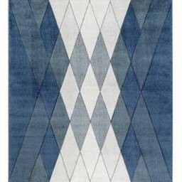 New Small Large Blue Silver Grey Argyle Design Area Rugs Mats - thumbnail 3