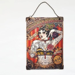 Tattoo Lady Faux Leather Sign Indoor Hanging Wall Art - thumbnail 3