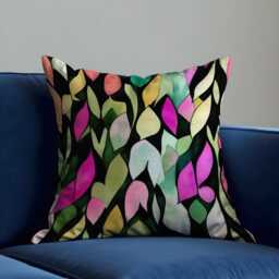 stained Glass Leaf Cushion Cover, Colorful Artistic Pillowcase, Bold Nature Inspired Decor Accent, Made To Measure Throw Pillow Cover - thumbnail 1