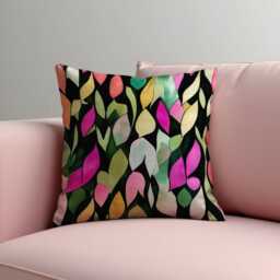 stained Glass Leaf Cushion Cover, Colorful Artistic Pillowcase, Bold Nature Inspired Decor Accent, Made To Measure Throw Pillow Cover - thumbnail 2