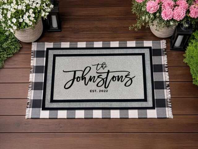 Personalized Family Name Doormat With Established Date, Washable Outdoor Rug - image 1
