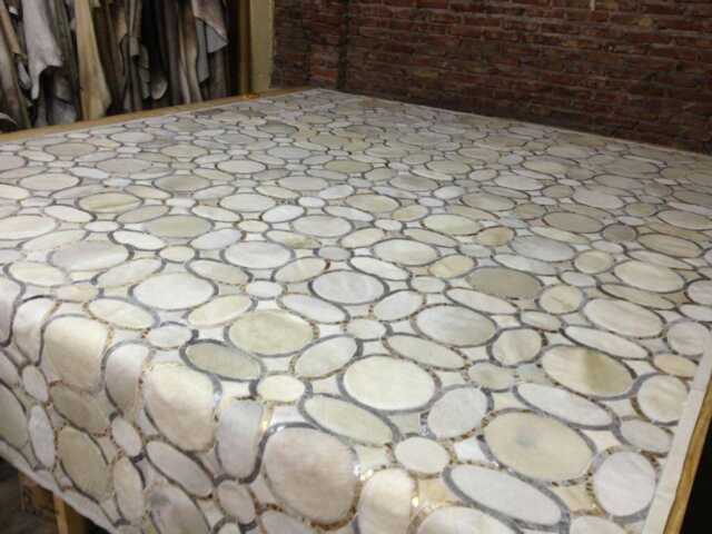 Patchwork Cowhide Rug. Free Shipping - Model Oc, Silver & Gold Metallic. 6' X 8' - image 1