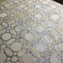 Patchwork Cowhide Rug. Free Shipping - Model Oc, Silver & Gold Metallic. 6' X 8' - thumbnail 2