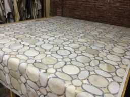 Patchwork Cowhide Rug. Free Shipping - Model Oc, Silver & Gold Metallic. 6' X 8' - thumbnail 1