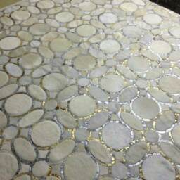 Patchwork Cowhide Rug. Free Shipping - Model Oc, Silver & Gold Metallic. 6' X 8' - thumbnail 3