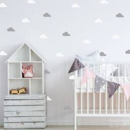 Wall Stickers White Clouds, Small Wall For Kids, Cloud On The Wall, Room Pink Clouds - thumbnail 1