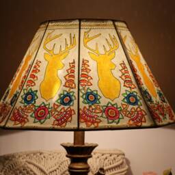 Yellow Deer With Multicolor Floral Designs/ Table Lampshade/ Christmas Gift/Floor Lampshade - thumbnail 2