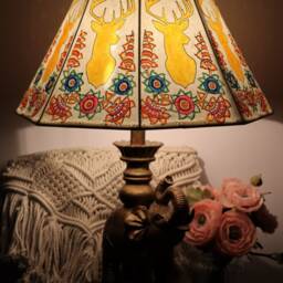 Yellow Deer With Multicolor Floral Designs/ Table Lampshade/ Christmas Gift/Floor Lampshade - thumbnail 3