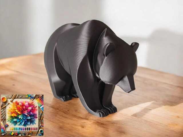 Minimalistically Designed Bear Sculpture, Grizzly, Minimalist, Figure, Art - image 1