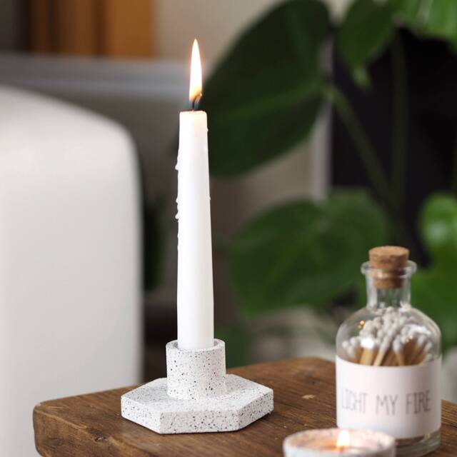Handmade Concrete Hex Candle Holder Modern Home Decor - image 1