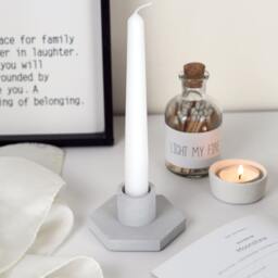 Handmade Concrete Hex Candle Holder Modern Home Decor - thumbnail 3
